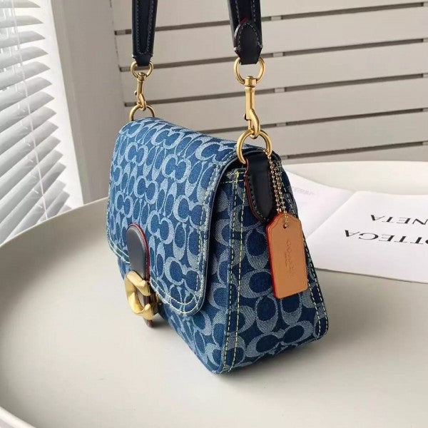 Coach Soft Tabby Shoulder Bag In Signature Denim With OG Box Dust Bag (Denim 66130)