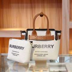 Burberry Premium Tote Bag With Dust Bag & ouch & Sling Belt