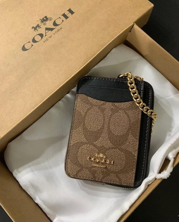 Coach Zip Card Case Mini Wallet With Original Box