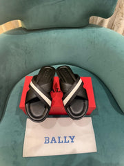 Bally Logo Stripe Slides Premium Black White