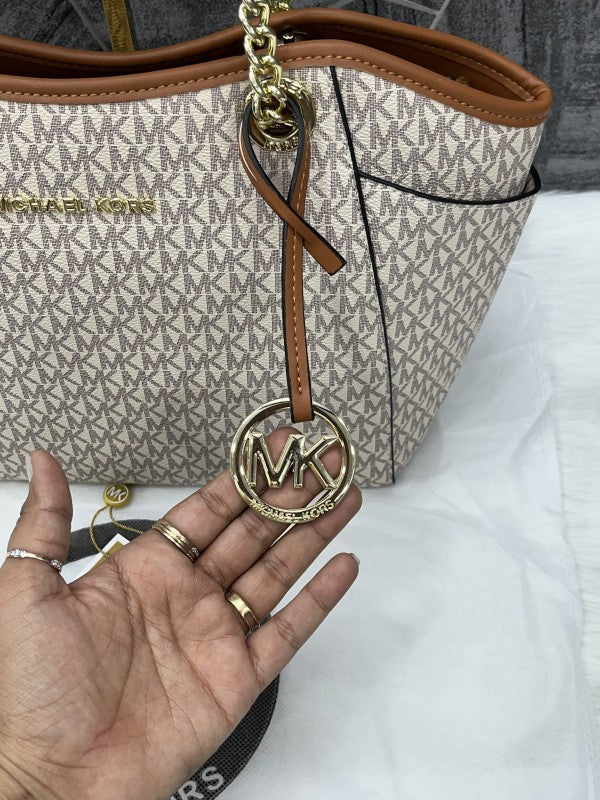 Michael Kors Jet Set Tote Travel Signature With Dust Bag (19015 Beige Brown)