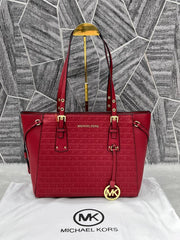 Michael Kors 4-3 Maroon Voyager Emboss Monogram With DustCover