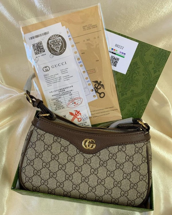 Gucci Ophidia Mini Shoulder Bag With Og Box & Dust Bag (88222 Brown)