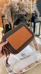 Michael Kors MK Logo Print MaeveCrossbody Bag With Dust Bag (CoffeeBrown-2318)