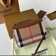 Burberry Bolsa Derby House Check Sling Bag With OG Box & Dust Bag 40681441 Brown