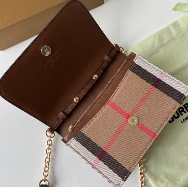 Burberry Bolsa Derby House Check Sling Bag With OG Box & Dust Bag 40681441 Brown