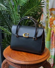 Coach Broome Carryall Top Handle Shoulder Bag With OG Box & Dust Bag (Black-1007)