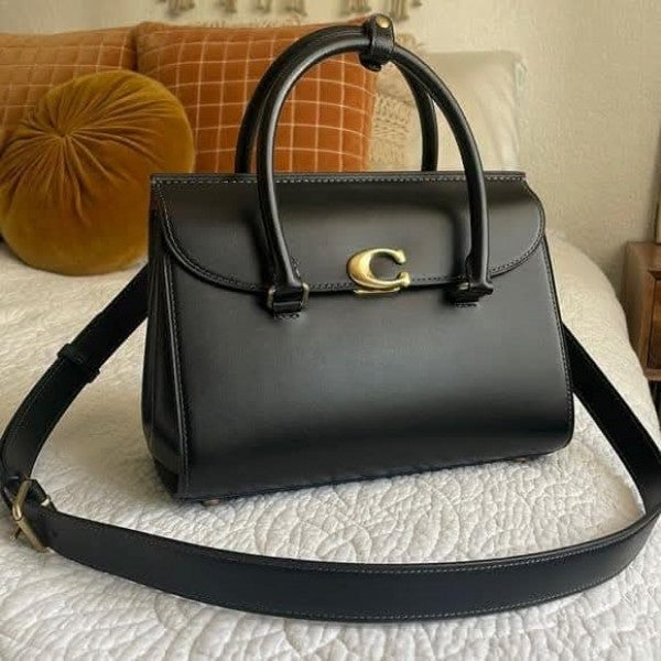Coach Broome Carryall Top Handle Shoulder Bag With OG Box & Dust Bag (Black-1007)