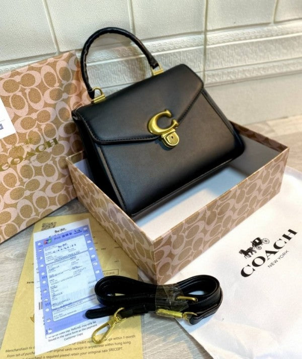 Coach Broome Carryall Top Handle Shoulder Bag With OG Box & Dust Bag (Black-1007)