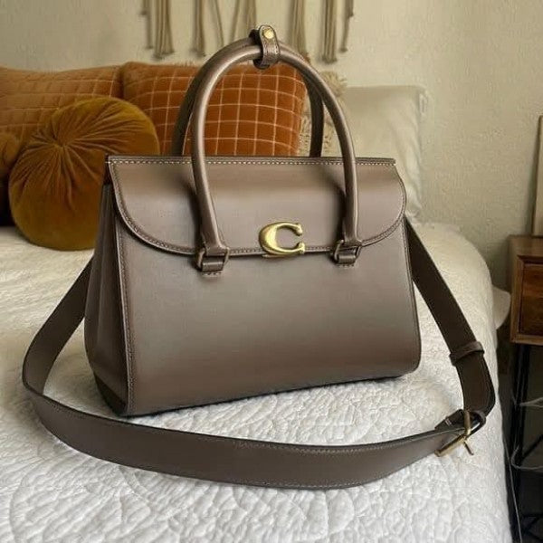Coach Broome Carryall Top Handle Shoulder Bag With OG Box & Dust Bag (Khaki-1008)