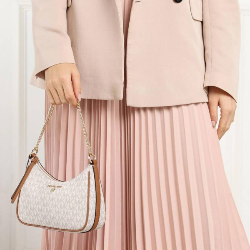 Michael Kors MK Jet Set Charm Small Logo Pochette With OG Box (5575 Beige Brown)