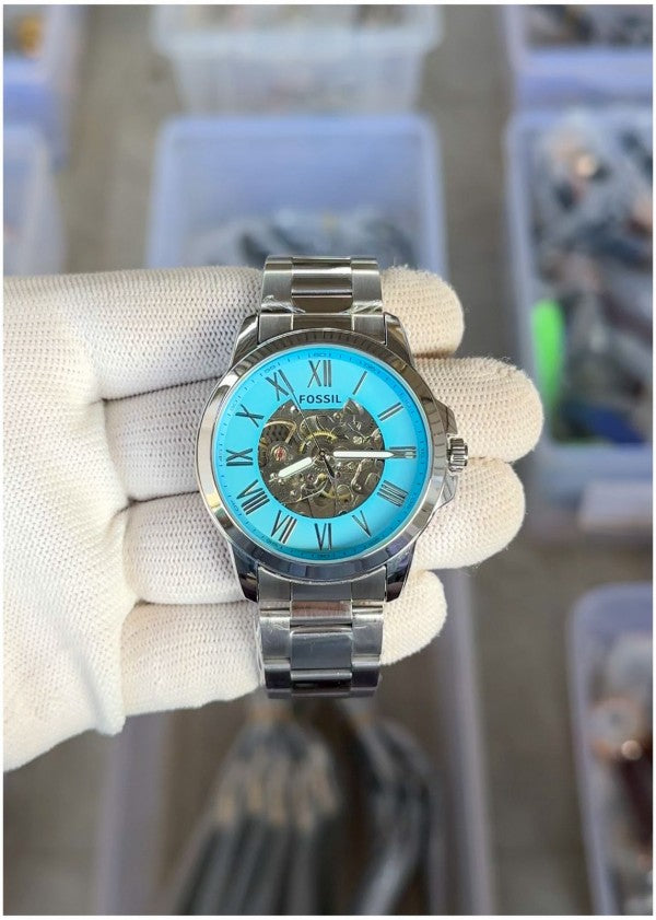 Fossil Flynn Automatic Silver-Skyblue