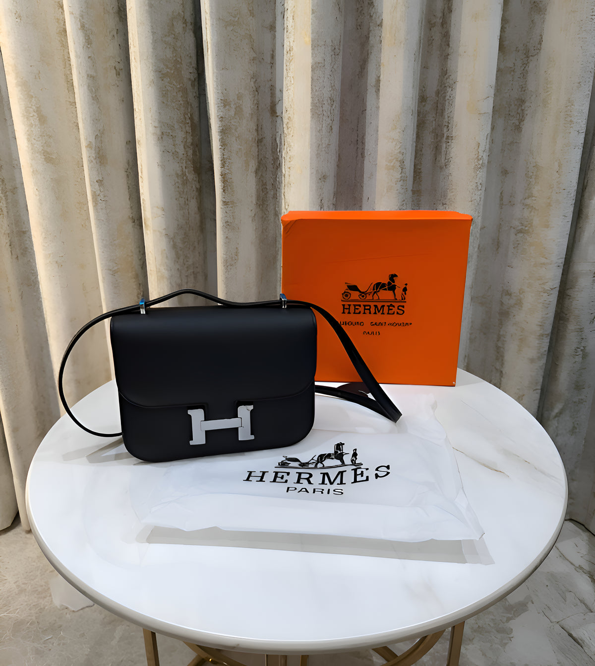 Hermes Constance Slim Epsom Vert With OG Box & Dust Bag (KG-19 Black)