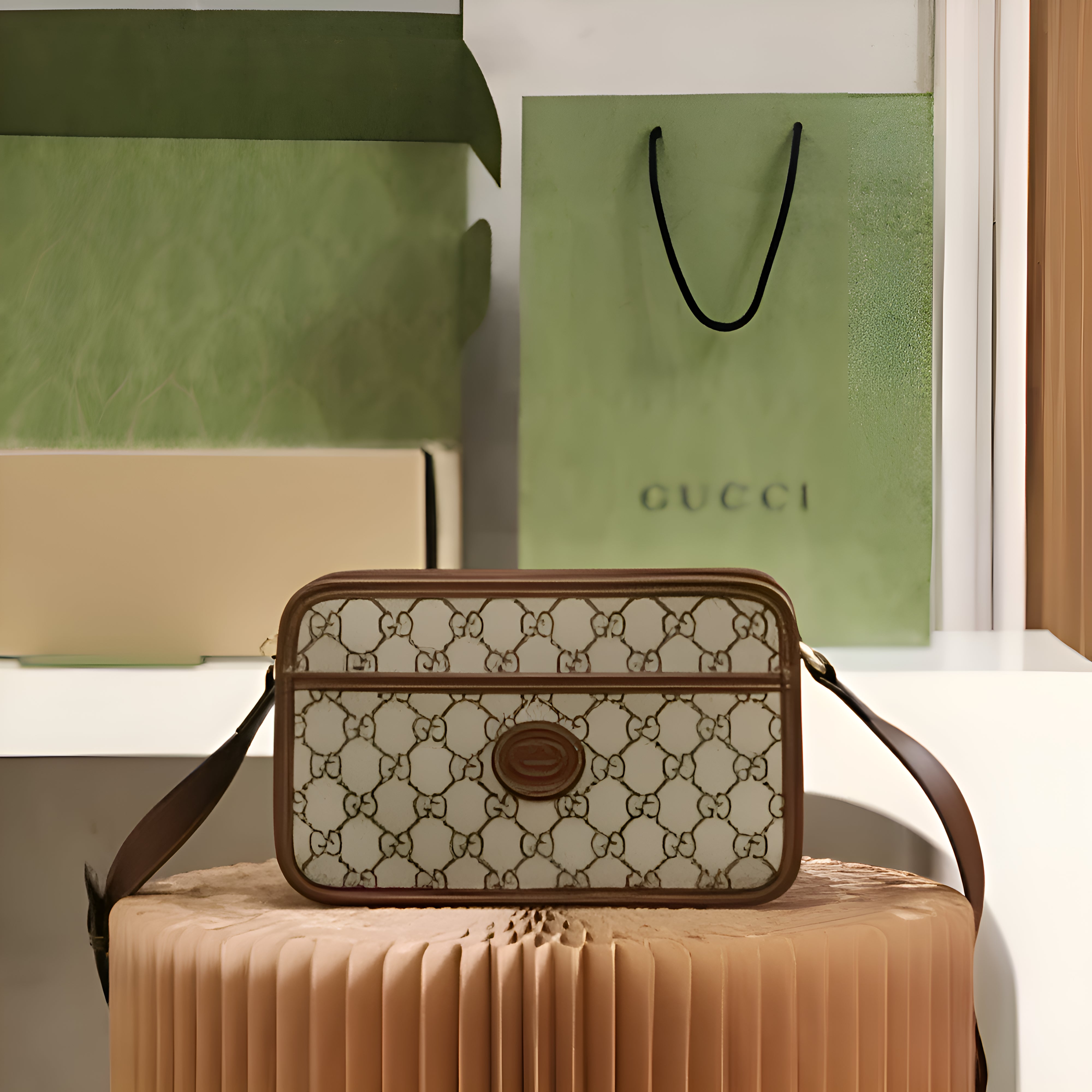 Gucci Mini GG Canvas Brown Bag With Double OG Box And Dust Bag 658572