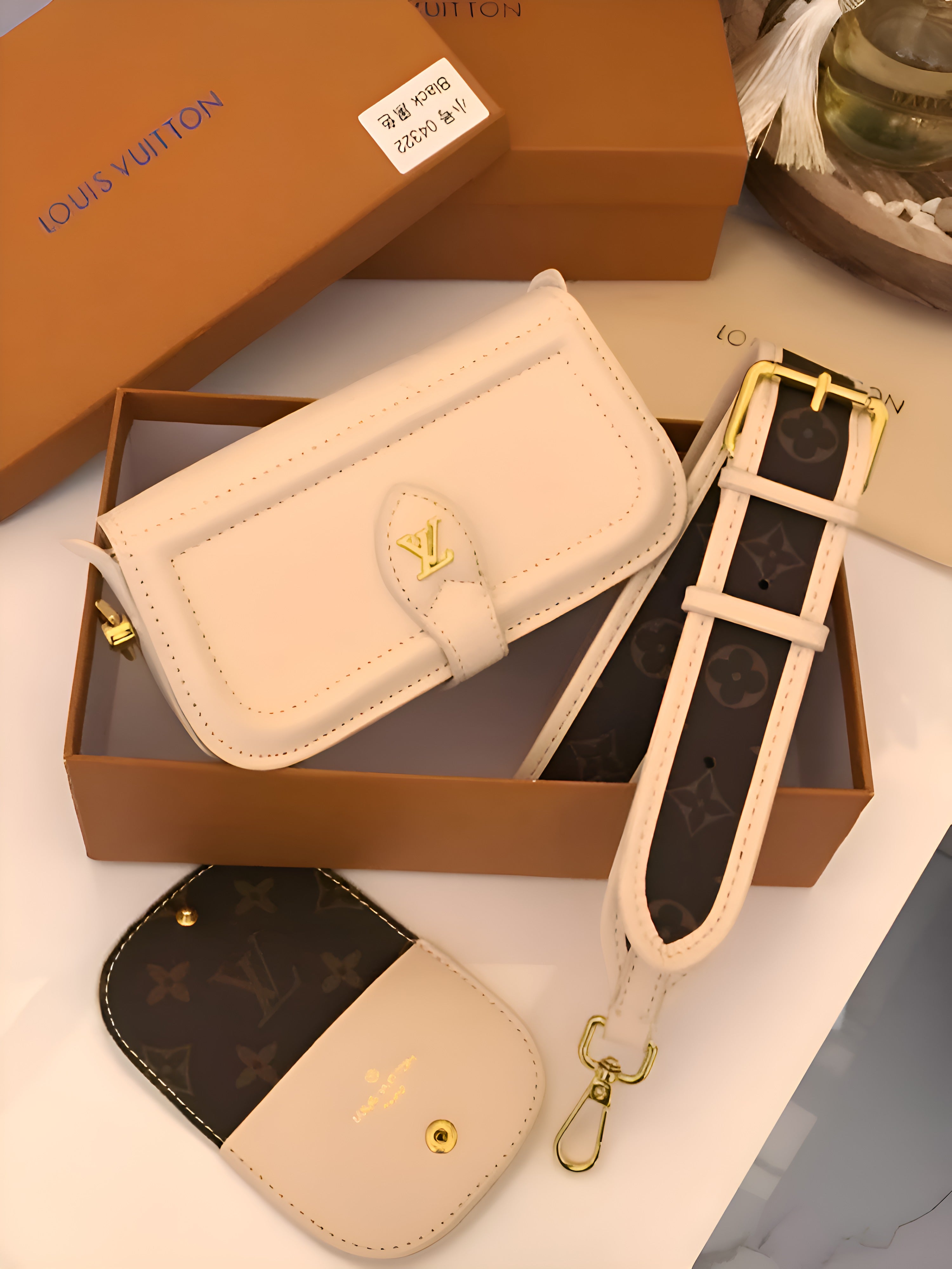 Louis Vuitton LV Canta Officer Pochette Bag With OG Box & Dust Bag & Shoulder Strap (White - 1022)