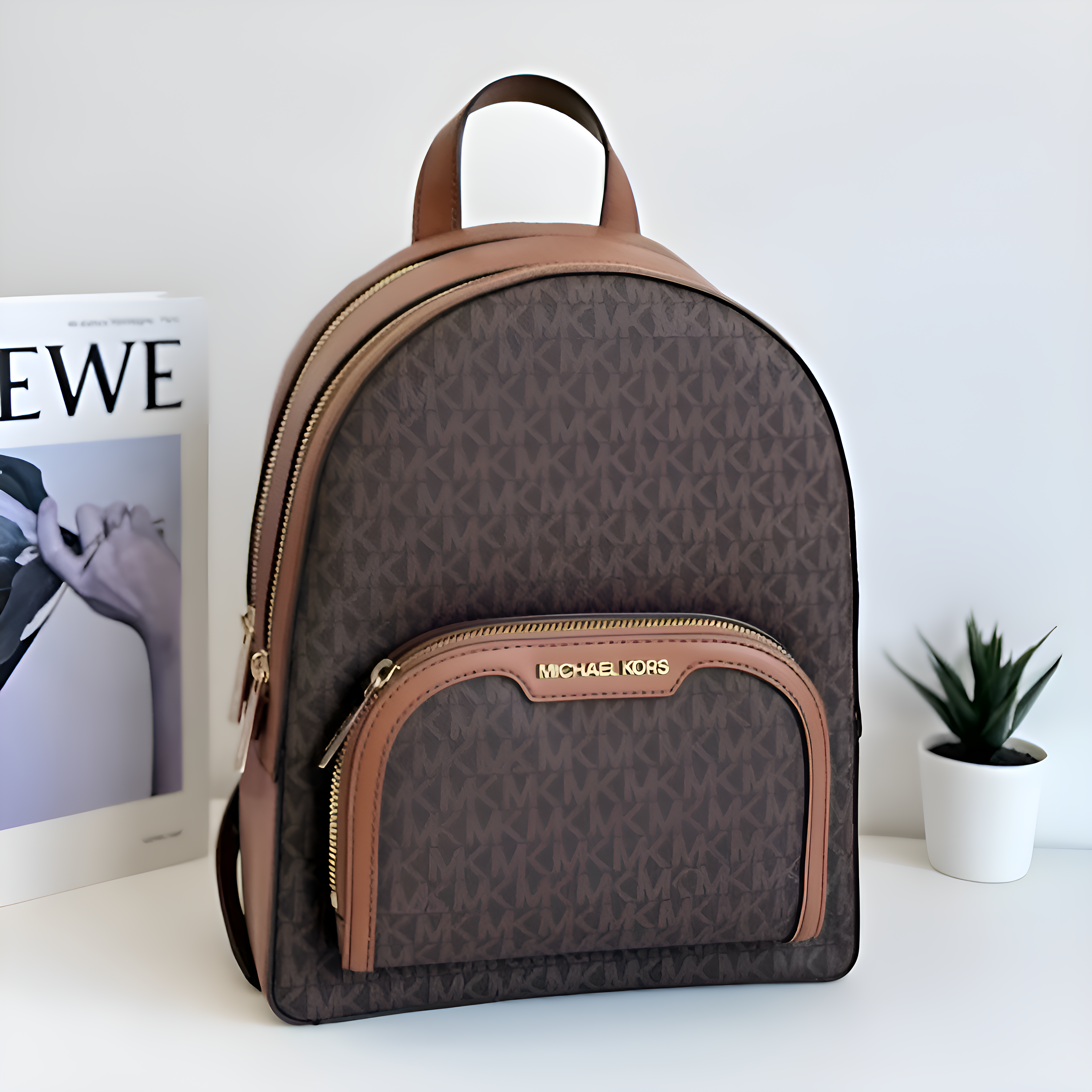 Michael Kors MK Jaycee Backpack With Dust Bag (Brown - 973)