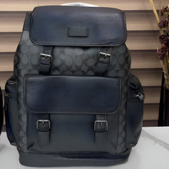 Coach Unisex Rivington Backpack Black Sprint Leather With Dust Bag 059 Black Black