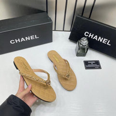 Chanel Thong Slides Apricot For Women With Original Box