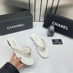 Chanel Thong Slides White For Women With Original Box