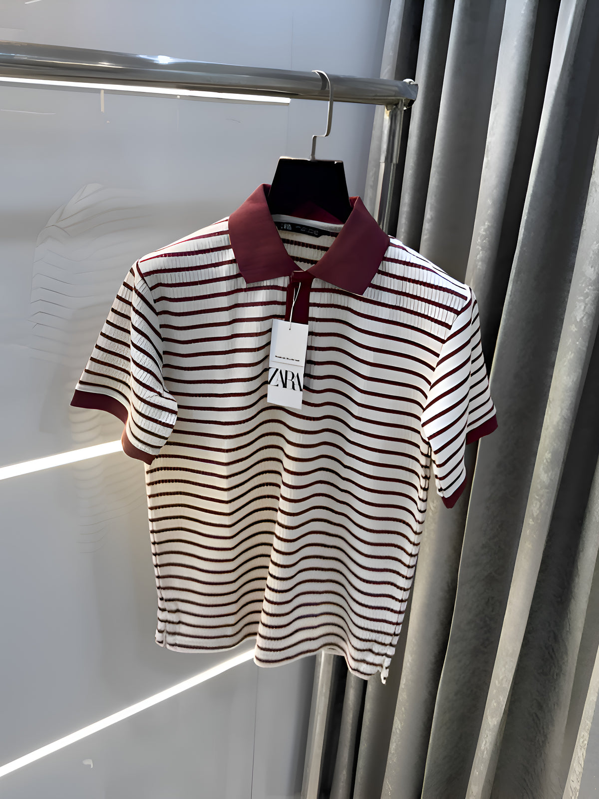 Zara Maroon Premium Knitted Classic Polo T-Shirt