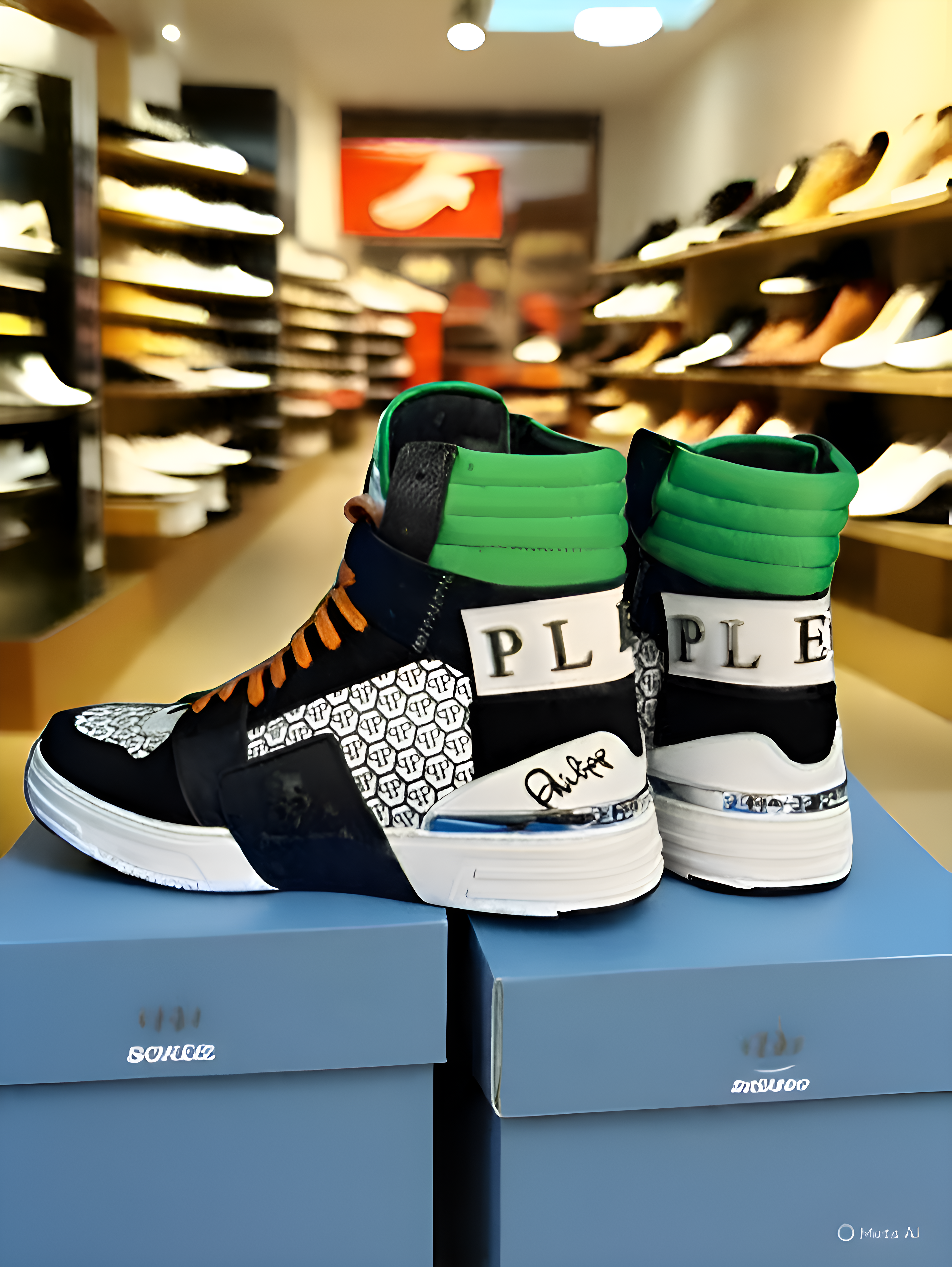 Philip Plein Multi Leather High Top Sneakers