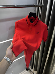 Hugo Boss X Porsche Red Embroidery Logo Premium Polo T-Shirt