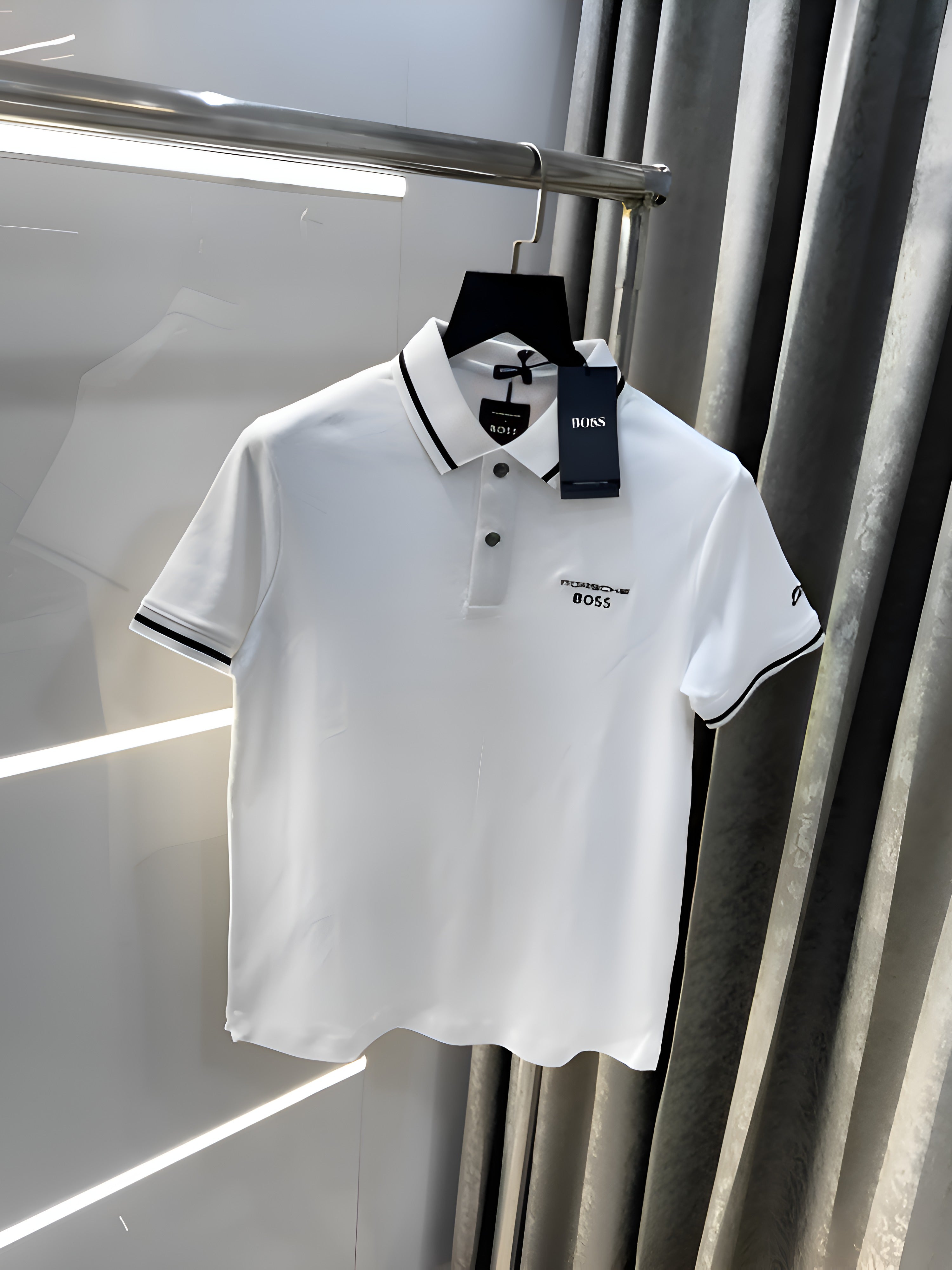 Hugo Boss X Porsche White Embroidery Logo Premium Polo T-Shirt