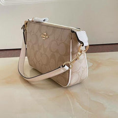 Coach Nolita 19 White Khakhi Sling Bag With Box Dust Bag Sling Chain