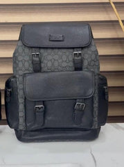 Coach Unisex Rivington Backpack Black Sprint Leather With Dust Bag 059 Black Black