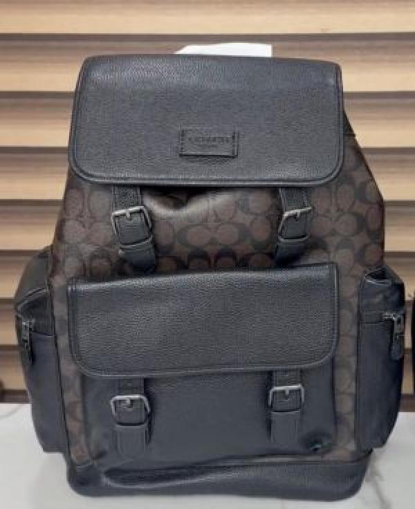 Coach Unisex Rivington Backpack Coffee Black Sprint Leather With Dust Bag 059 Coffee Black