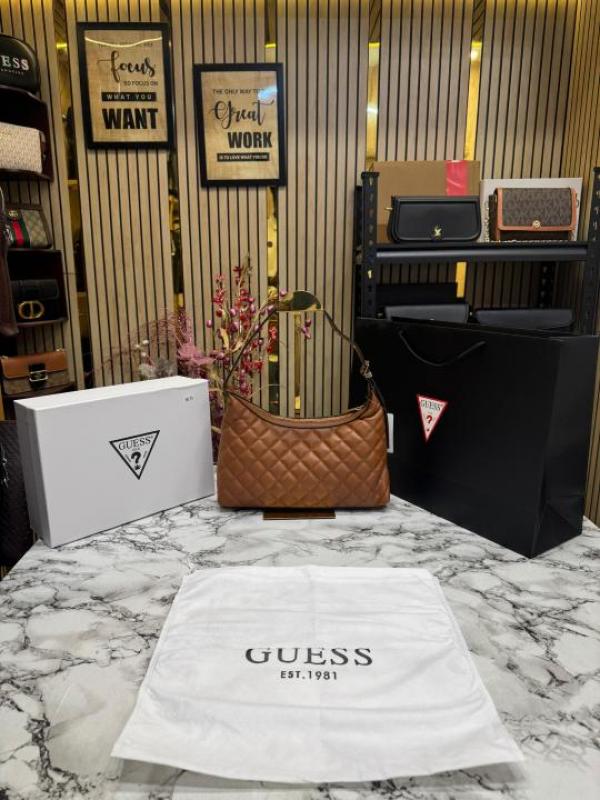 Guess Rianee Shoulder Bag With Box And Dust Bag Including Carry Bag (Brown)