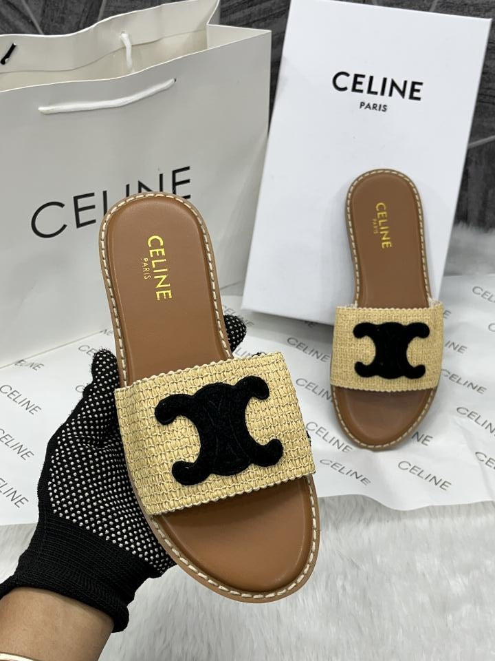 Celine Triomphe Woody Flats Black For Woman With Original Box And Carry Bag