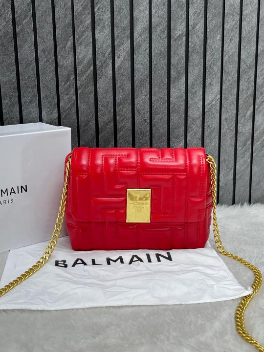 Balmain Small 1954 Soft Quilted Flap Bag With OriginalBox Red