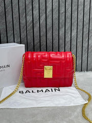 Balmain Small 1954 Soft Quilted Flap Bag With OriginalBox Red