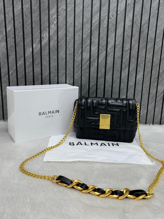Balmain Small 1954 Soft Quilted Flap Bag With OriginalBox Black