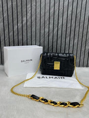 Balmain Small 1954 Soft Quilted Flap Bag With OriginalBox Black