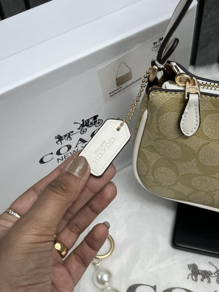 Coach Nolita 19 Ap Wht With OriginalBox PearlCharm DustCover Chain Packaging