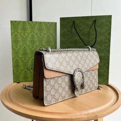Gucci GG Supreme Medium Dionysus Bag In Apricot Khakhi With OG Box & Dust Bag 50247 Apricot Khakhi