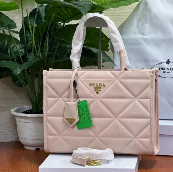 Prada Leather Symbole Tote Bag With Dust Bag (Pink - 404)