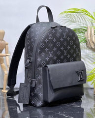 Louis Vuitton LV Aerogram Takeoff Premium Backpack With Dust Bag & Tag (Black Grey - 1136)