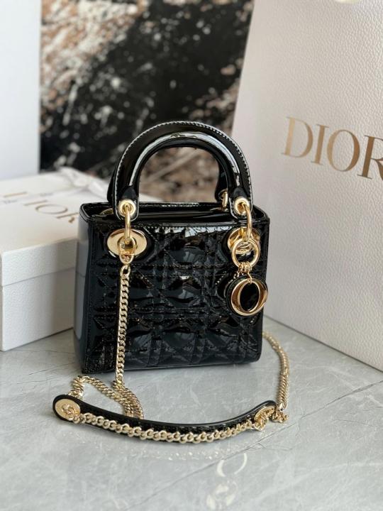 Dior Lady Mini Patent Leather With OriginalBox DustCover 2LongBelt Chain And Leather StarCharm Ribbon Highend