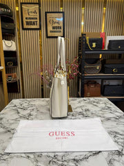 Guess Stone Eco Mietta Tote With Dust Bag (White)