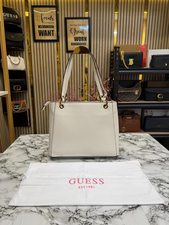Guess Stone Eco Mietta Tote With Dust Bag (White)