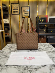 Guess Stone Eco Mietta Tote With Dust Bag (Brown)