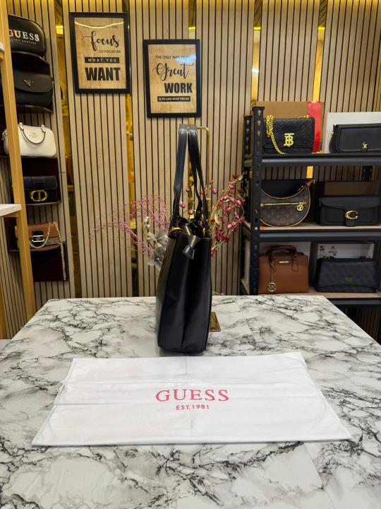 Guess Stone Eco Mietta Tote With Dust Bag (Black)