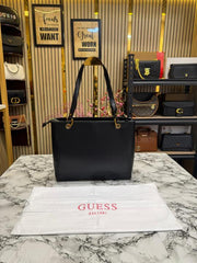 Guess Stone Eco Mietta Tote With Dust Bag (Black)