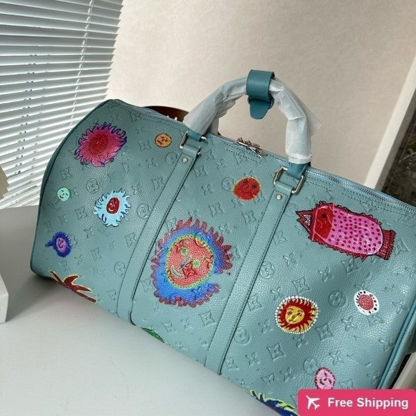 Louis Vuitton LV M21713 LV X YK Keepall Bandoulire Premium Unisex Duffle Bag With Dust Bag & Accessories (Blue - 685)