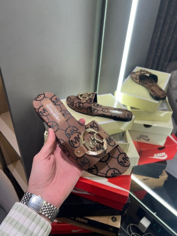 Michael Kors MK Hayworth Slide With OG Box & Dust Bag (Brown - 1068)