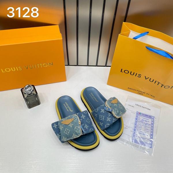 Louis Vuitton X Murakami Comfort Mules Denim Blue With OG Box & Carry Bag