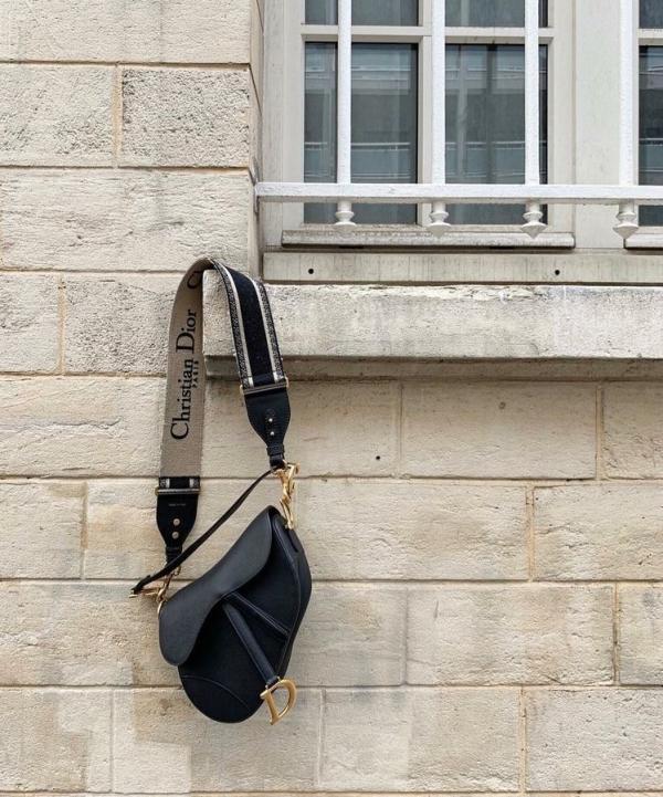 Christian Dior Saddle Bag Black Leather With OG Box Dust Bag Black 1806 Black